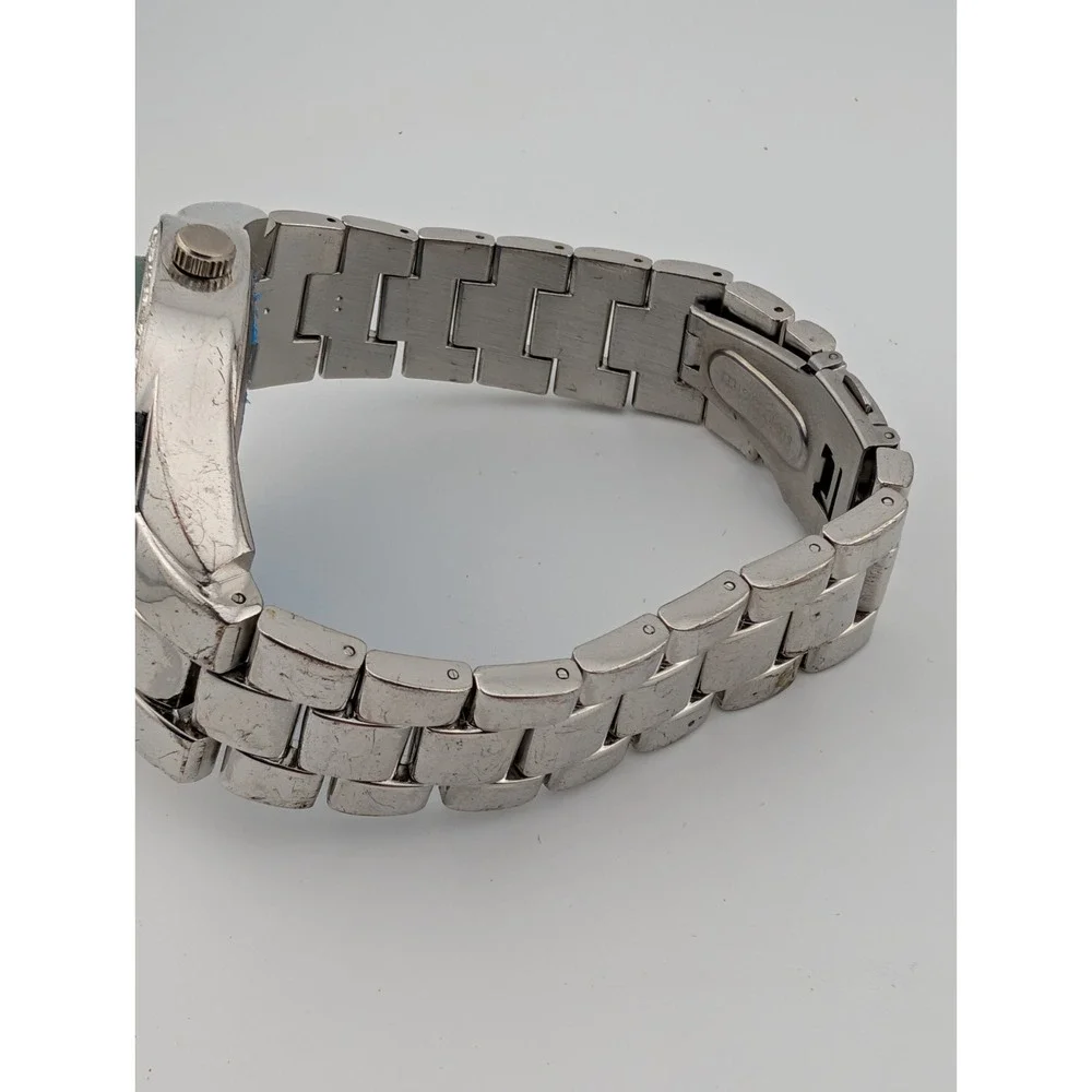 Blingstar Watch Men 50mm‎ Case Rhinestone Bezel Silver 8.5